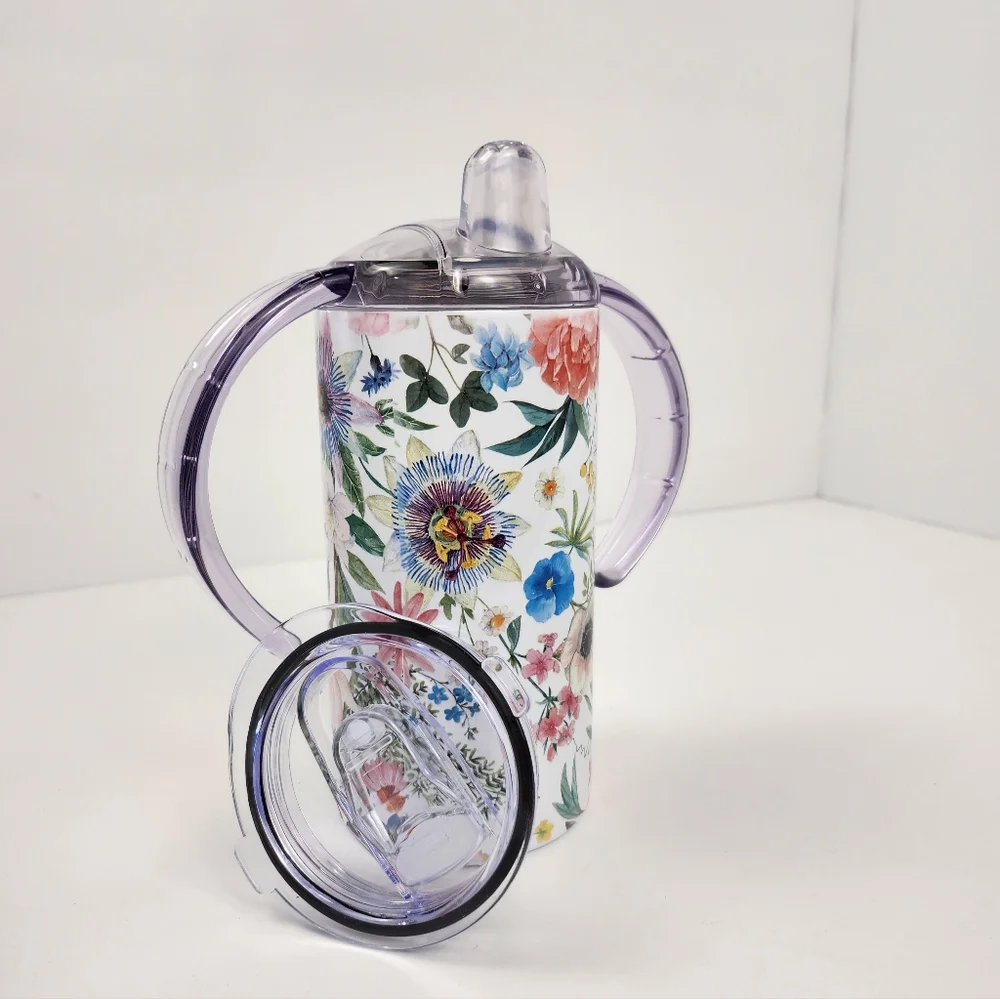 12 oz Floral Sippy Tumbler W/ 2 Lids - Picture 2 of 3